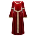 thumbnail image 3 of Sholeno Kids Girls Medieval Princess Costume Renaissance Robe Maxi Ball Gown Bell Sleeve Dress Red 6, 3 of 7