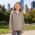 thumbnail image 6 of Girls Hoodie Jacket Sweatshirt Boys Zip up Long Sleeve Casual Crop Sweatshirts with Pockets Kids Fall Solid Fashion Jackets, 6 of 9