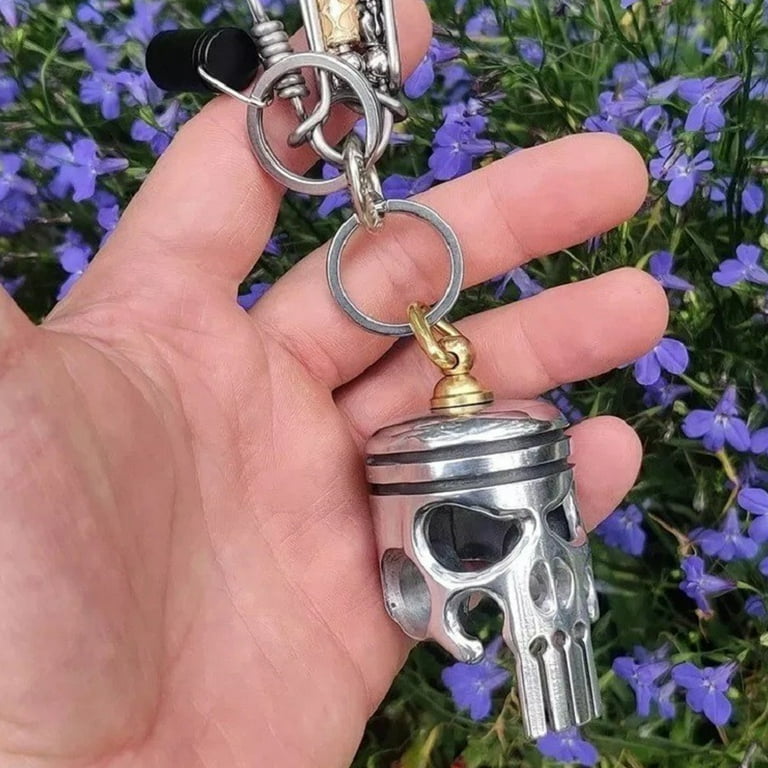 Piston Art Keychain, Piston Keychain Made from Motorcycle Piston, Skeleton  Keychain Engine Piston Model Keyring, Alloy Key Chain Ring, Mini Pendant