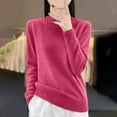 thumbnail image 2 of GigrtiJin Women's Sweater Top Long Sleeved Round Neck Solid Color Knitted Sweater Casual Comfy Pullover Blouse, 2 of 3