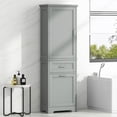 thumbnail image 2 of Gzxs Modern Freestanding Storage Cabinet with 1 Door, Adjustable Shelves, 2 Drawers, Acrylic Handles & Anti-tipping Device, 20"L x 13"W x 68.1"H, Gray, 2 of 9