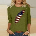 thumbnail image 1 of lcziwo Hauts Patriotiques pour Femmes, T-Shirts Drapeau Américain Rayures Patriotiques T-Shirt Graphique 4 Juillet Col Rond Manches 3/4 Été, Vert Armée L, 1 of 4