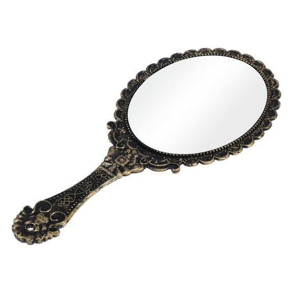 Hand Mirror with Handle Embossed Handheld Mirror Single-Sided Hand Mirror 9.8" L x 4.5" W Bronze Tone