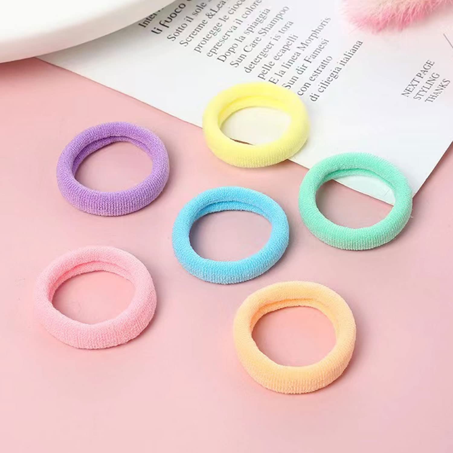 TIZZ 500pcs Baby Toddler Hair Ties, Elastic Hair Rubber Bands for Girls, 23 Colors Candy Cotton Toddler Hair Accessories, Small Soft Seamless Ponytail