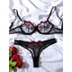 thumbnail image 5 of Conjunto de ropa interior con bordado Floral para mujer, lencería erótica de encaje Sexy, sujetador femenino y Braga transparente Sensual, bragas de realce de retazos, 5 of 5