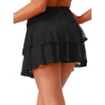 thumbnail image 2 of Doomiva Women's Lace Layered Mini Skirt Outfits A Line Cute Tiered Ruffle Skirt Y2K Streetwear Black M, 2 of 6