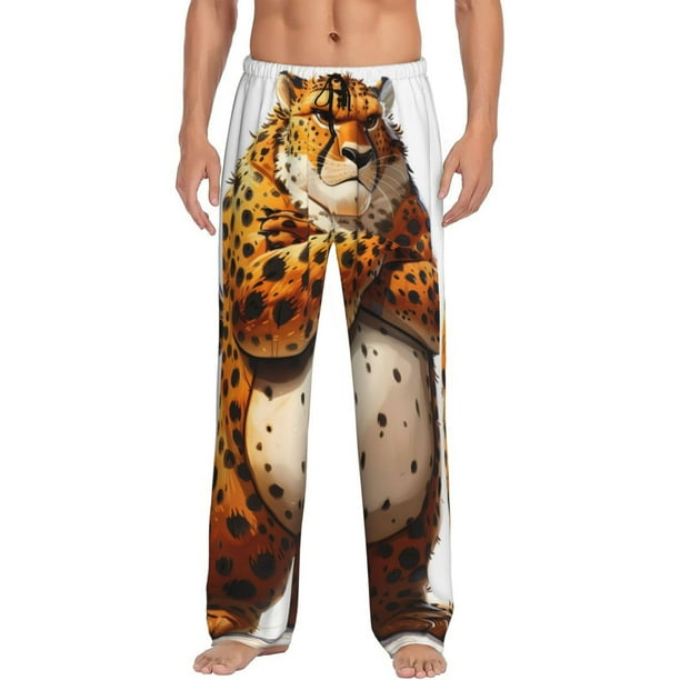 Fotbe Cartoon Cheetah With Attitude Pantalones de Pijama para Hombre, Pantalones de Dormir, Pantalones de Casa con Cintura Ajustable y Bolsillos-Small