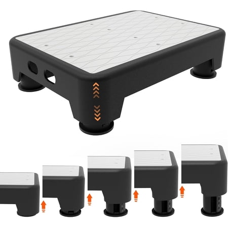 5-Level Adjustable Step Stool, 700 LBS Capacity Safety Bed Step for Seniors, Exercise Setp Platform, Portable Stair Assist for Elderly, Wide Step up for Kitchen, Car, Bedside & Shower, White