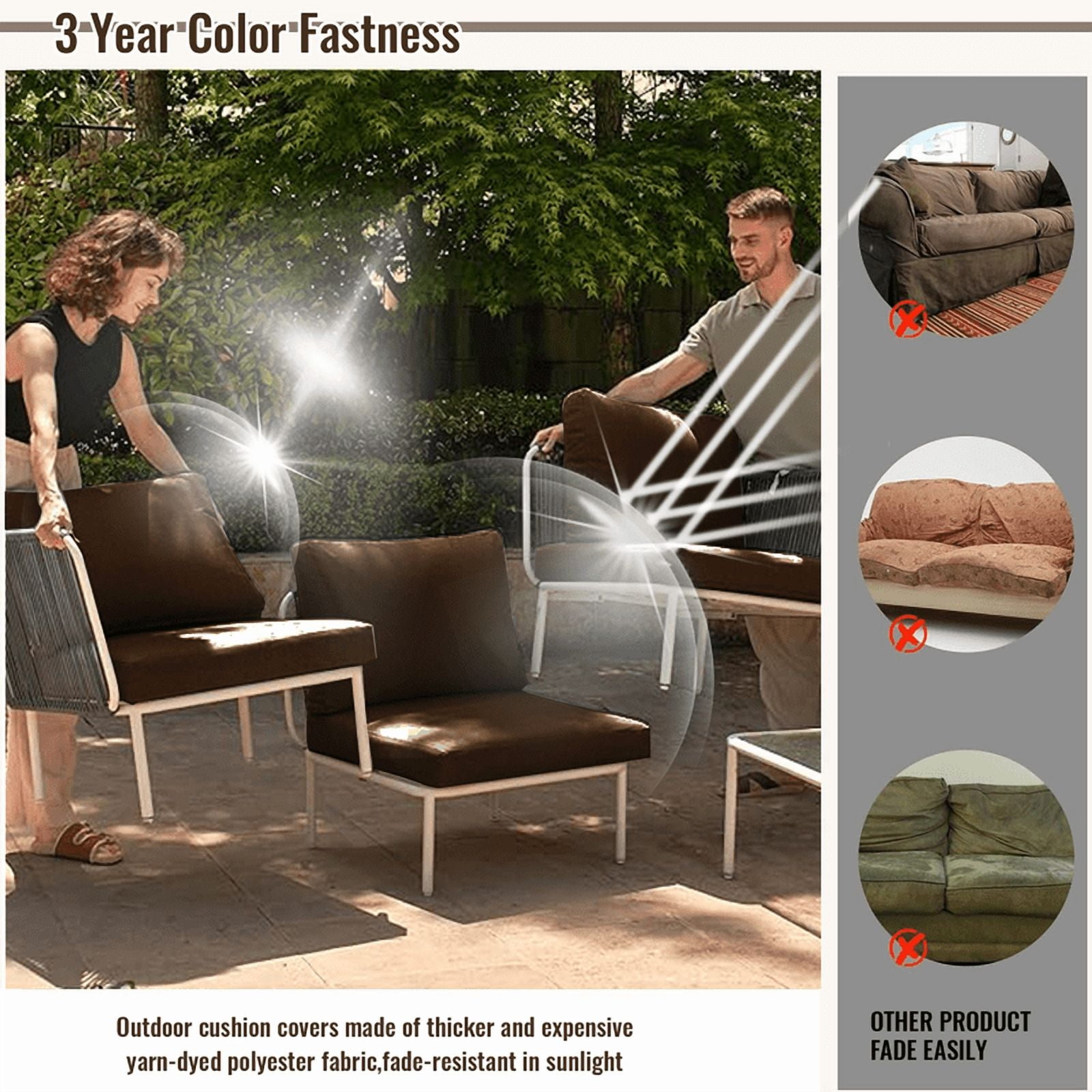 YLLN 14-Piece Sofa Cushion Set, 4in Thick Replacement Cushions For Outdoor Furniture, Water-Resistant Patio Outdoor Sectional Cushions, For 6-Seat Sectional Patio Conversation