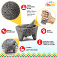 thumbnail image 5 of Genuine Handmade Mexican Mortar and Pestle, Molcajete de Piedra Natural Volcanica Stone, Heavy & Durable, Perfect for Homemade Salsas, Guacamole, and other Molcajete Plates | Made in Mexico (8 Inches), 5 of 5