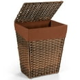 thumbnail image 1 of Gymax Handwoven Laundry Hamper Foldable w/Removable Liner, Lid & Handles Brown, 1 of 10