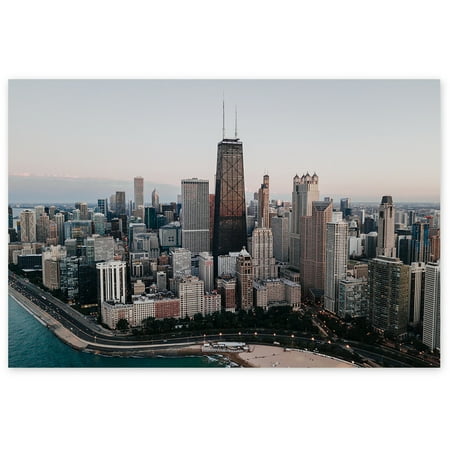 Ideas For Decorating A Big Wall Awkward Styles Made in USA Poster Decor Chicago Souvenirs for Art Lovers Chicago Cityscape Bird's-Eye View Chicago Unframed Artwork Big American Cities Poster Wall Art Living Room Decor Ideas ()