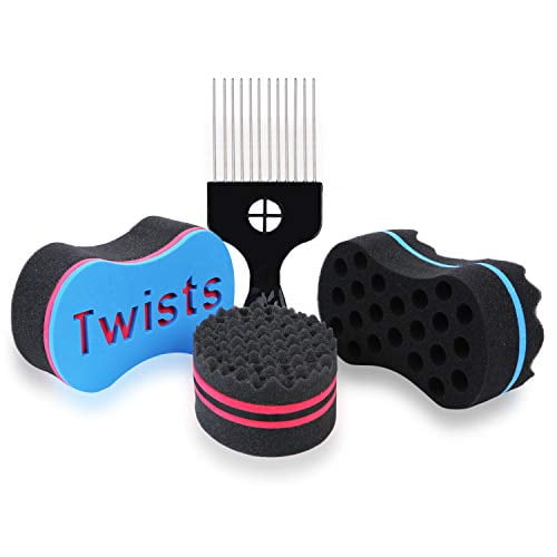 3Pcs Varied Magic Hair Twist Sponges, Sponge Brush with 1 Metal Hair Pick, 4 Different Hair Twists, Dreadlock, Afro Curls, Coils, Sponge Brush for Hair (Blend) 3Pcs Varied Magic Hair Twist Sponges, Sponge Brush with 1 Metal Hair Pick, 4 Different Hair Twists, Dreadlock, Afro Curls, Coils, Sponge Brush for Hair (Blend)