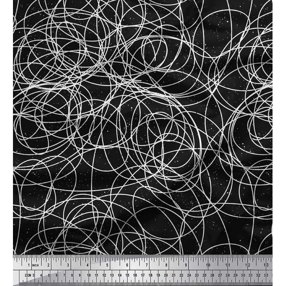 Soimoi Black Velvet Fabric Thread Art & Craft Print Fabric by the Yard 58 Inch Wide