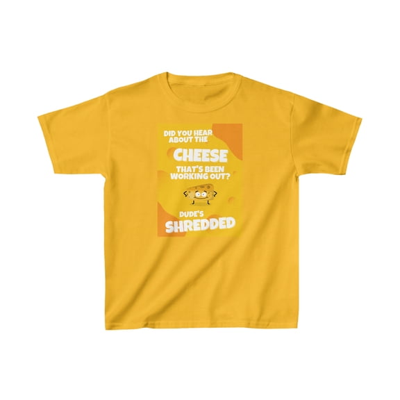 Did You Hear About The Cheese That's Been Working Out? Kids Dad Joke Heavy Cotton™ Tee