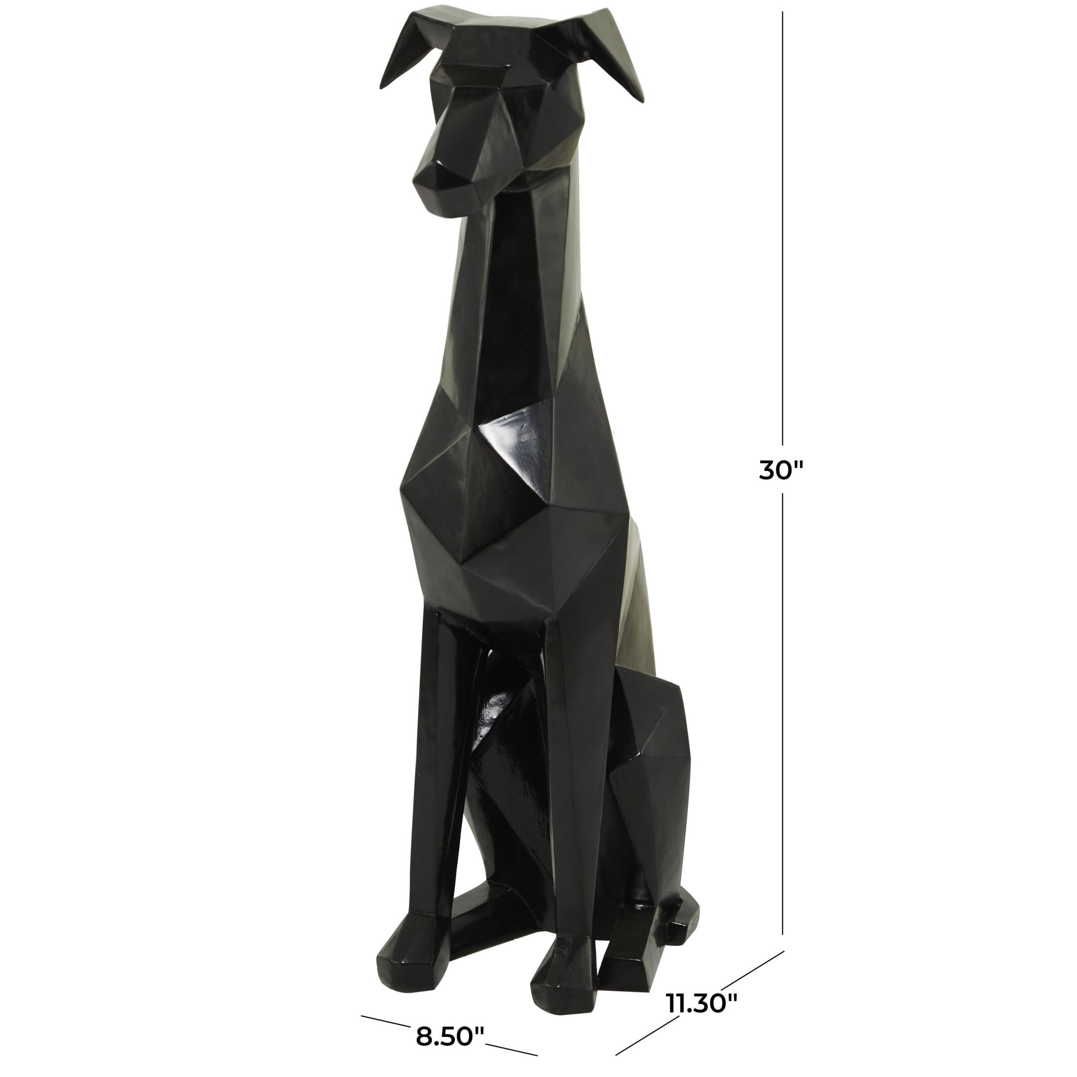9" x 30" Black Polyresin Cubist Dog Sculpture, by DecMode