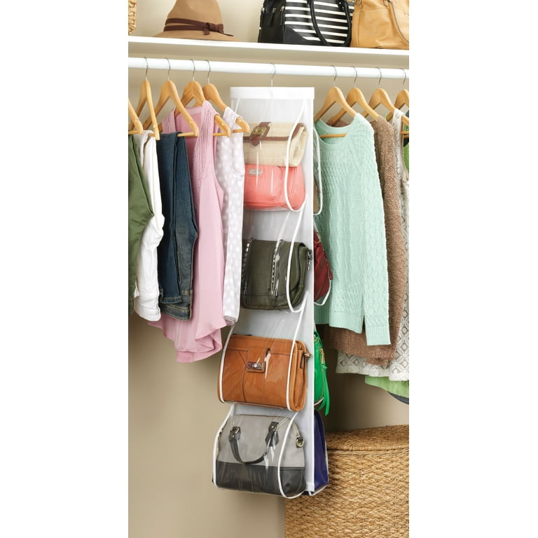 Whitmor 4 Tier Hanging Handbag File Organizer Clear 12 x 48 Walmart