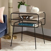 Safavieh Marcel 20" Width Retro Mid Century Three Tier End Table, Light Grey/Black