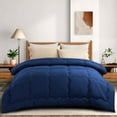 thumbnail image 2 of Harkawon All Season Down Alternative Queen Comforter, Winter Warm Comforter Ultra Soft Quilted Duvet Insert with Corner Tabs, Wavy Box Stitched, Luxury Fluffy & Lightweight (Navy, 88 x 88 inch), 2 of 7