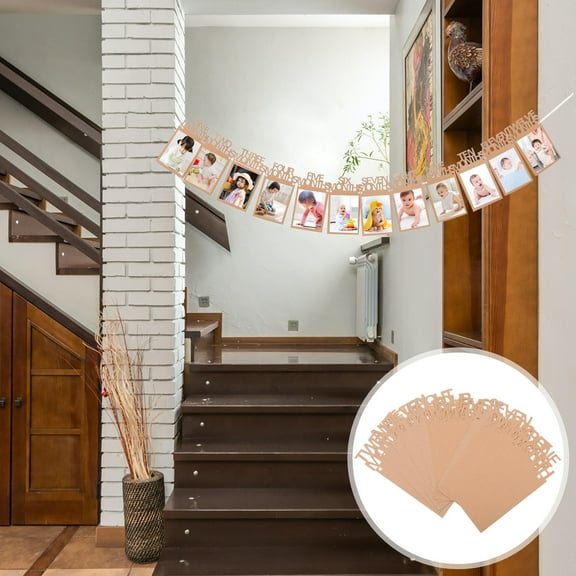 Worgeous 4 Sets  Baby Photo Frame Banner Baby First Year Birthday Party Decoration