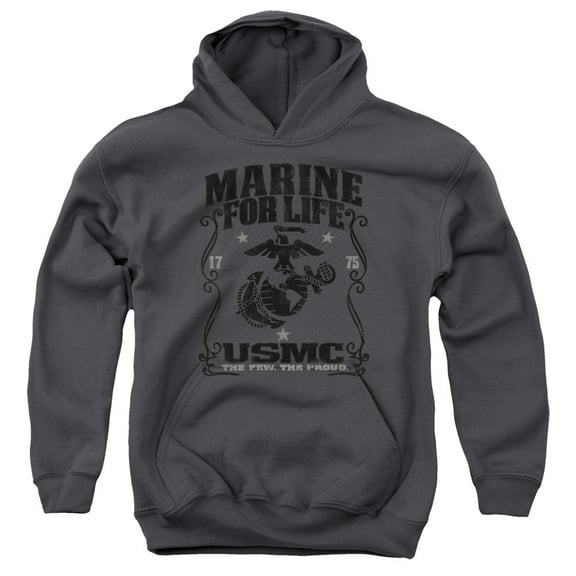 Us Marine Corps - For Life - Youth Hooded Sweatshirt - Small
