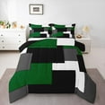 thumbnail image 1 of Erosebridal Green Geometric Bedding Full Comforter Set, Chic Rectangle Bedding Sets Full with Comforter, Modern Fashion Reversible Down Comforter, Breathable Room Decoration, 3pcs, 1 of 8