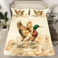 thumbnail image 2 of Manfei Rustic River Twin Sheet Sets,Brown Mallard Duck Twin Fitted Sheet,Country Farmhouse Lodge Flat Sheet For Men Women,Microfiber Bedroom Decor,3pcs, 2 of 7