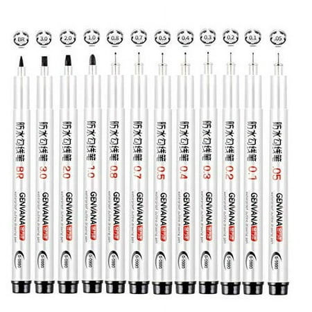 Black Precision Micro Line Pens,Apply toTechnical,Drawing,Office Documents, Scrapbooking,Technical Drawing,Ultra Fine Point Drawing Pen Set,12/Set