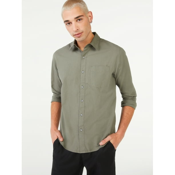 Free Assembly Men's Everyday Point Collar Shirt - Walmart.com