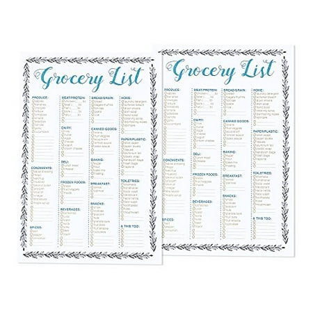 Set of 2 50-Sheet Grocery Lists Notepads - Shopping List Organizer Magnet Pad (Magnet Covers the Whole Back) 100 Sheets in Total, 9.25 x 6.25