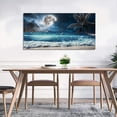 thumbnail image 3 of HFDF Moon Ocean Decor Beach Wall Art Seascape Painting Sea Canvas Poster Prints Landscape Plam Pictures Artwork for Living Room Decor Wall Decorations large Wall Art - 14x11inch Framed, 3 of 6