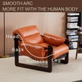 thumbnail image 5 of PORKISS Oversized Armchair, Modern Accent Chair, Single Sofa Lounge with Oil Wax Leather and Rubberwood Frame, Comfortable Seating for Living Room Bedroom Sunroom, Retro Orange, 5 of 10