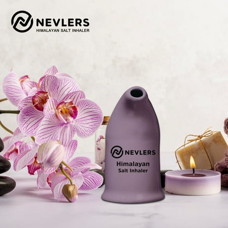 Nevlers Hand Painted Ceramic Salt Inhaler with Pure Himalayan Pink Salt | Asthma and Allergy Relief | Includes Salt Refill - Lavender