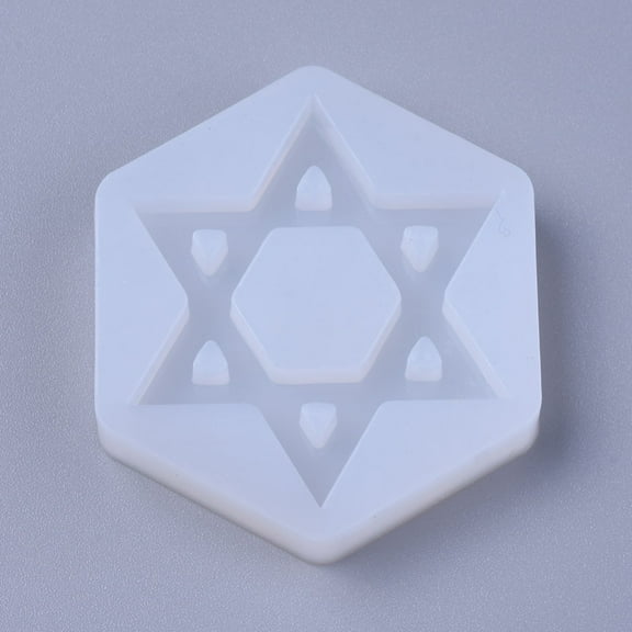10pcs Grade Silicone Molds Resin Casting Molds For UV Resin Epoxy Resin Jewelry Making for Jewish Hexagram with Star of David White 46x41x8mm Inner Diameter: 48x33mm