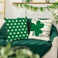 thumbnail image 4 of St. Patrick''s Day Decorative Throw Pillow Covers 18 x 18 Set of 4, Lucky Charm Shamrock Clover Stripes Cushion Case Decor, Not Lucky Just Blessed Irish Holiday Home Decoration for Sofa Couch, 4 of 5