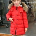 thumbnail image 6 of Fesfesfes Kids Winter Hooded Parka Jacket Mid Length Coat with Large Collar Windproof Warm Thickened Down Filled Outerwear for Children Boys Girls(Red,14-15 Years), 6 of 9