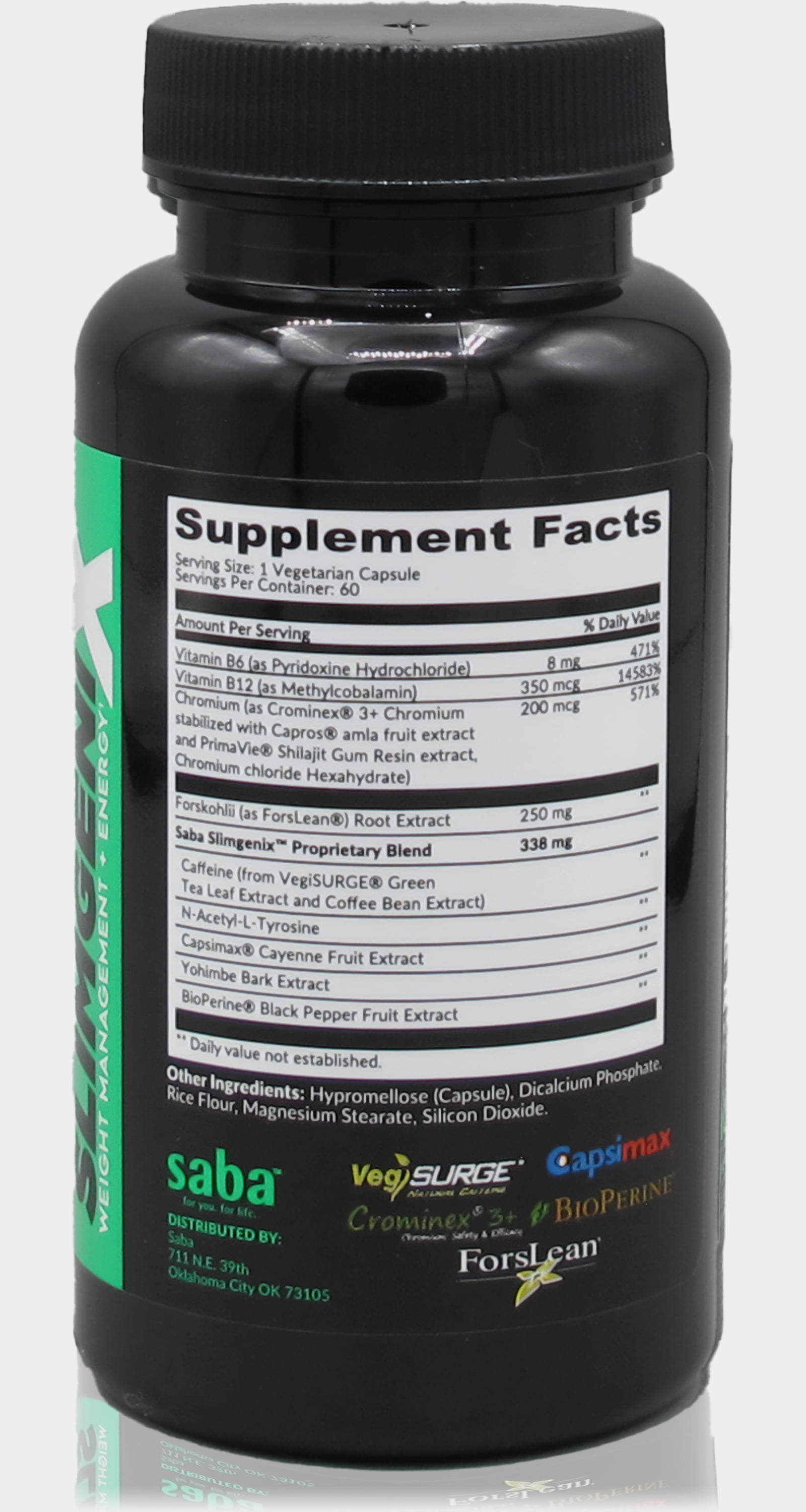 Saba SlimGenix Dietary Supplement with Green Tea & Coffee Bean Extract, 60 Capsules