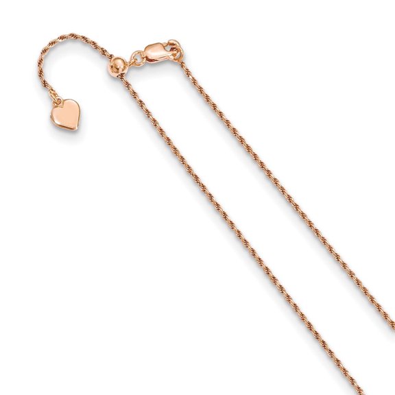Auriga Fine Jewelry 925 Sterling Silver Rose Gold-plated Adjustable 1.2 mm Diamond-cut Rope Chain Necklace for Women 22"