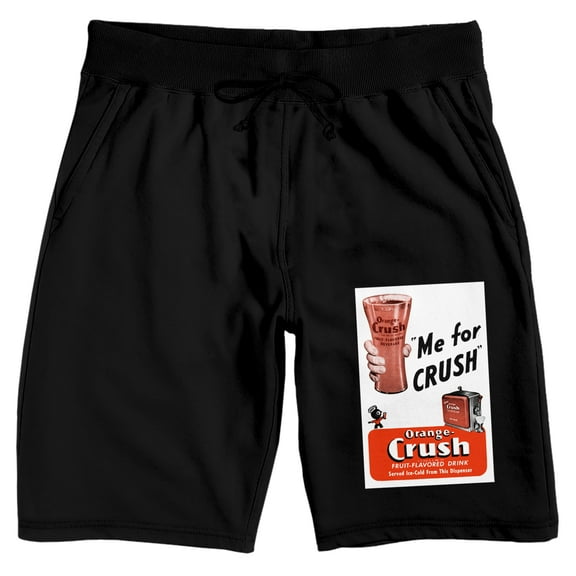 Orange Crush In A Glass 'Me For Crush' Men's Black Graphic Sleep Shorts-Medium
