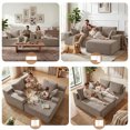 thumbnail image 3 of 96" L-Shape Modular Cloud Couch, 3-Seater Deep Seat Corduroy Sectional Sofa, Camel, 3 of 8