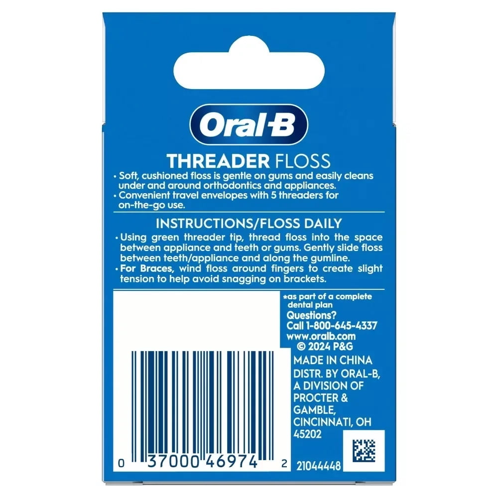 Oral B Threader Floss for Braces and Dental Work, 30 Count