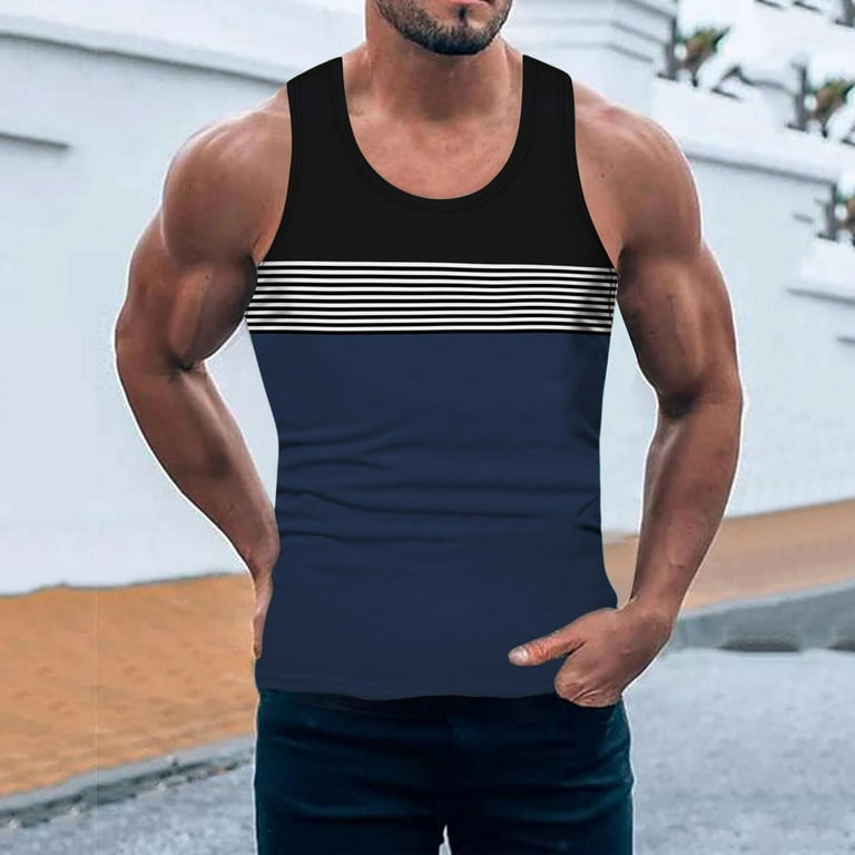 Navy Striped Sleeveless Tank