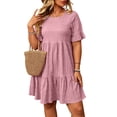thumbnail image 2 of Horkkom Plus Size Dresses for Women Summer Mini Short Sleeve Sundresses Casual Loose Beach Tiered Dress XXL, 2 of 9