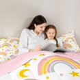 thumbnail image 4 of Manfei Kawaii Rainbow Queen Comforter Set, Daisy Stars Moon Comforter Sets Queen, White Orange Pink, Pink Reversible, 3 Pieces, 1 Comforter and 2 Pillowcases, 4 of 7