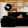 thumbnail image 5 of Aisword 124" U Shaped Cloud Couch Sectional with USB Charging, Hidden Storage, Cup Holders & Chenille Double Chaise, Black, 5 of 7
