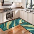 thumbnail image 3 of Kitchen Rugs Sets Of 2,Teal Gold Wave Marble Pattern Anti Fatigue Kitchen Mat Rugs Non Slip Washable,Decorative Kitchen Floor Mats for Kitchen,Sink,Laundry,17"x47"+17"x47", 3 of 5
