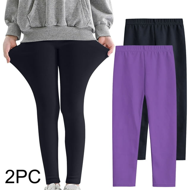 Odeerbi 3-12 Años Niñas 2 Pcs Leggings Mallas Elásticas Lycra Pantalones de Comodidad Suavidad Transpirable Pantimedias