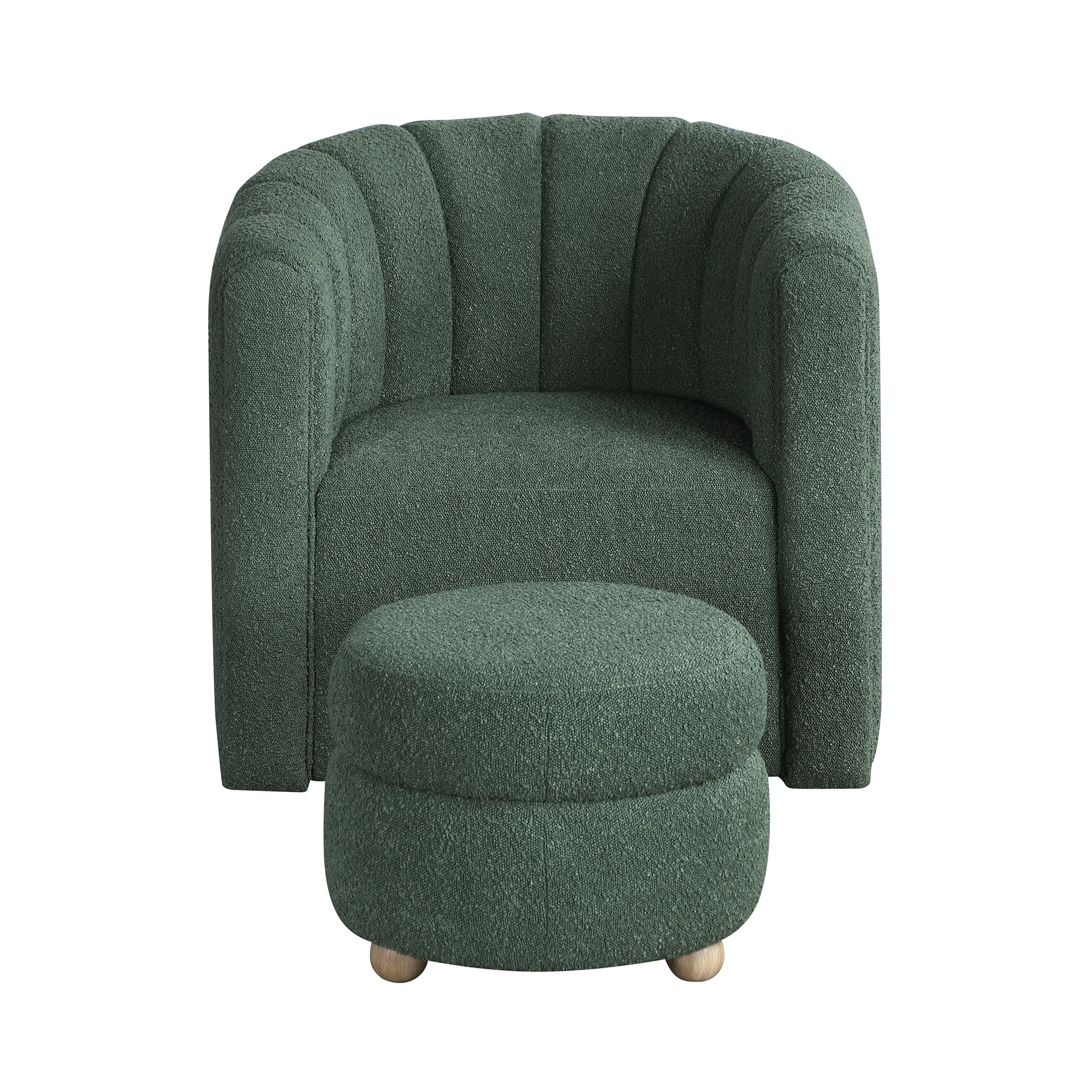 OakvillePark Rivermount Boucle Barrel Swivel Chair with Ottoman, Green