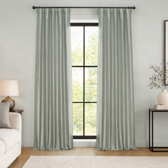 Half Price Drapes Silver Faux Dupioni Silk Blackout Curtains for Bedroom(1 Panel),50WX 96L