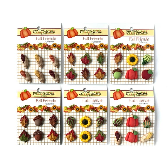 Buttons Galore Craft & Sewing Buttons - Fall Friends Group 3D - Set of Six Cards